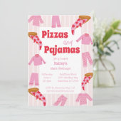 Invitation Pizza Pajama Party Girls Anniversaire (Debout devant)