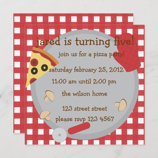 Invitation Pizza Party ! (Devant / Derrière)