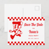 Invitation Pizza Party à retenir la date (Devant / Derrière)