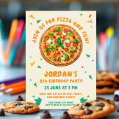 Invitation Pizza Party Amusement Anniversaire
