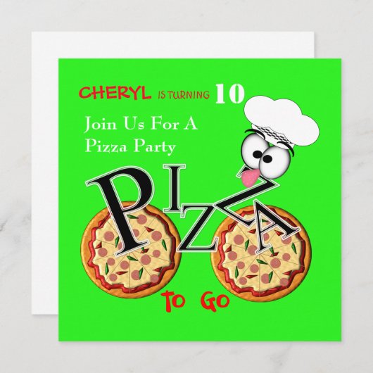 Invitation Pizza Party Amusement Moderne (Devant / Derrière)