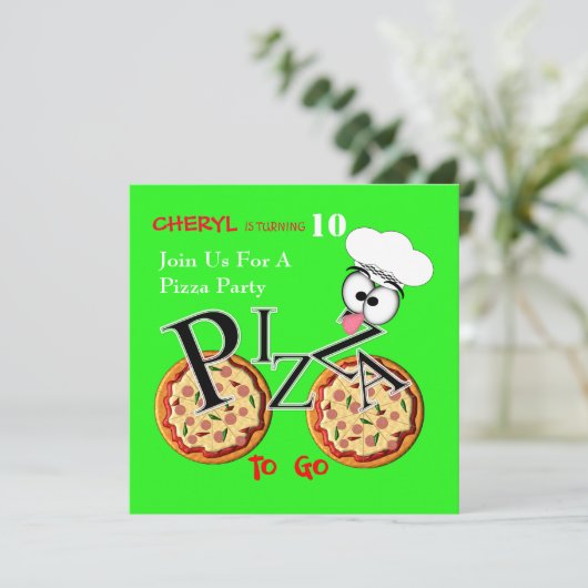 Invitation Pizza Party Amusement Moderne (Debout devant)