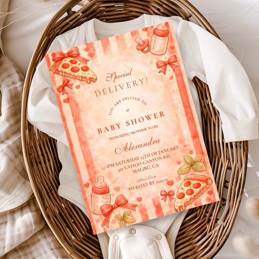 Invitation Pizza Party Baby Shower