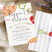 Invitation Pizza Party Baby shower Rustique Aquarelle Topping