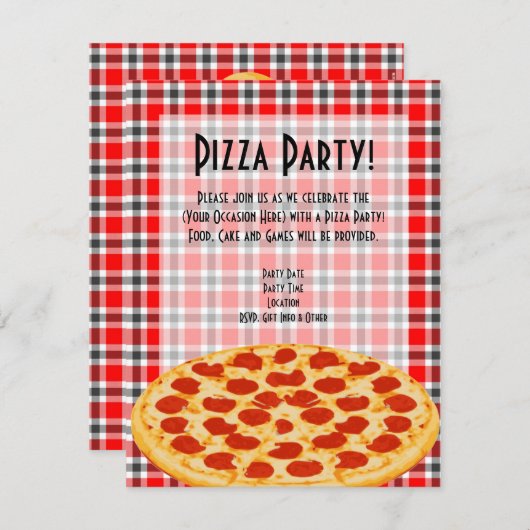 Invitation Pizza Party Invitation, Conception de nappes (Devant / Derrière)