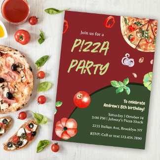 Invitation Pizza Party italien moderne Anniversaire de enfant