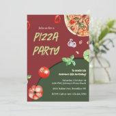 Invitation Pizza Party italien moderne Anniversaire de enfant (Debout devant)