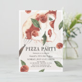 Invitation Pizza Party Margherita Aquarelle Anniversaire (Debout devant)