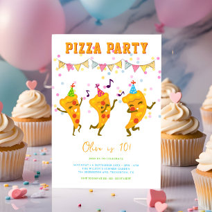 Invitation Pizza Party moderne mignonne Simple Anniversaire d