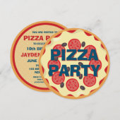 Invitation Pizza Party N'importe quel Anniversaire de enfant (Devant / Derrière)