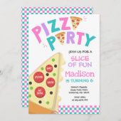 Invitation Pizza Party Pizza fête d'anniversaire (Devant / Derrière)