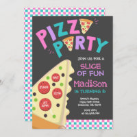 Invitation Pizza Party Pizza fête d'anniversaire