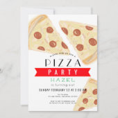 Invitation Pizza Party Red En vichy Anniversaire (Devant)