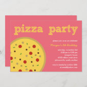Invitation Pizza Party (Rose) (Devant / Derrière)