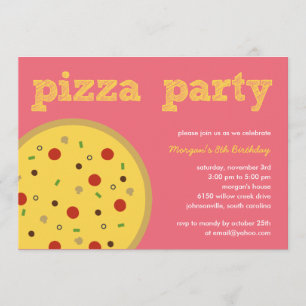 Invitation Pizza Party (Rose)