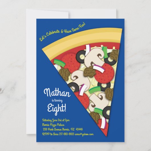 Invitation Pizza Party Suprême Combo Pizza Slice (Devant)