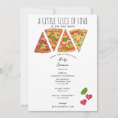Invitation Pizza Party thème Aquarelle Baby shower Amour (Devant)