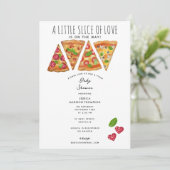 Invitation Pizza Party thème Aquarelle Baby shower Amour (Debout devant)