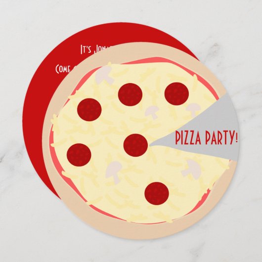 Invitation Pizza Pie Pizza Party (Devant / Derrière)