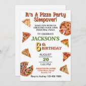 Invitation Pizza Pie Slice Slepover N'importe quel âge Annive (Devant / Derrière)