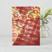 Invitation Pizza Pie Slices Anniversaire Jour de fête Script (Debout devant)