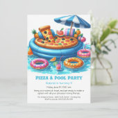 Invitation Pizza & Piscine Anniversaire - Amusants Dessin des (Debout devant)