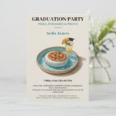 Invitation Pizza Pool Cocktail Graduation Celebration  (Debout devant)
