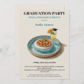 Invitation Pizza Pool Cocktail Graduation Celebration  (Devant / Derrière)