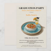 Invitation Pizza Pool Cocktail Graduation Celebration  (Devant / Derrière)