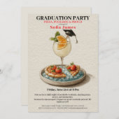 Invitation Pizza Pool Cocktail Graduation Celebration  (Devant / Derrière)