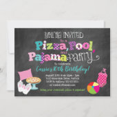 Invitation Pizza, Pool et Pajama Party (Devant)