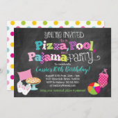 Invitation Pizza, Pool et Pajama Party (Devant / Derrière)