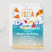Invitation Pizza & Pool Party Eau d'été Anniversaire (Devant)