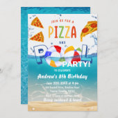 Invitation Pizza & Pool Party Eau d'été Anniversaire (Devant / Derrière)