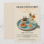 Invitation Pizza, Poolside, Pool Party | graduation party (Devant / Derrière)