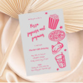 Invitation Pizza Popcorn et Pyjama Dessinée à la M