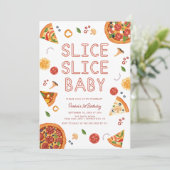 Invitation Pizza pour bébé Slice moderne Premier anniversaire (Debout devant)