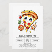 Invitation Pizza pour enfants simples (Devant / Derrière)