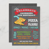 Invitation Pizza & Pyjamas en tableau noir (Devant / Derrière)