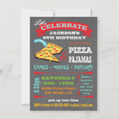 Invitation Pizza & Pyjamas en tableau noir (Devant)