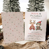 Invitation Pizza & Pyjamas Noël fête d'anniversaire