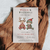 Invitation Pizza & Pyjamas Noël fête d'anniversaire