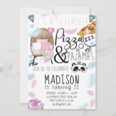 Invitation Pizza & Pyjamas Slepover fête d'anniversaire (Devant)
