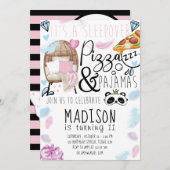 Invitation Pizza & Pyjamas Slepover fête d'anniversaire (Devant / Derrière)