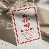 Invitation Pizza Retro 1ère Main Tirée Slice Of Fun Anniversa