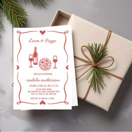 Invitation Pizza rustique et Fête des mariées de vin Invitati