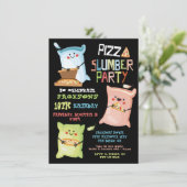 Invitation Pizza Sleepover Fête d'anniversaire de bois d'oeuv (Debout devant)