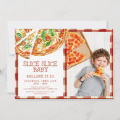Invitation Pizza Slice moderne Baby Pizza Anniversaire (Devant)