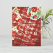 Invitation Pizza Slices rustique Script de fête d'anniversair (Debout devant)
