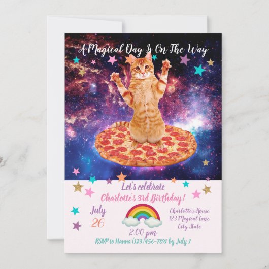 Invitation Pizza space cat (Devant)